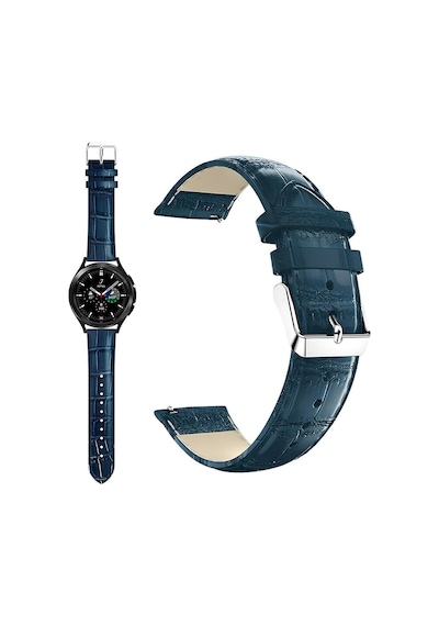 22mm Saat Uyumlu Lacivert Renk Crocodil Baskılı Deri Saat Kordonu Kayışı Akıllı Pimli 46mm Diğer
