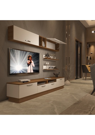 Decoraktiv Trendstyle 5220 Mdf Tv Ünitesi Tv Sehpası - Ceviz Beyaz Ahşap - Beyaz
