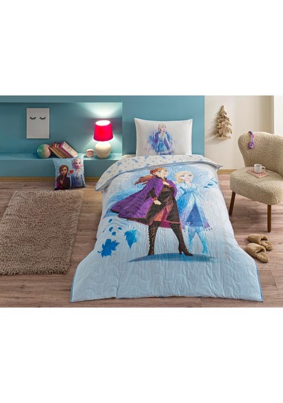 Taç Disney Frozen Sisters Standart Pamuk Nevresim Takımı, Mavi, Tek Kişilik Sku: Smg8690010186218 0