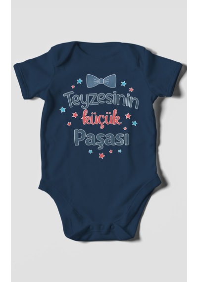 Morivokids Teyzesinin Küçük Paşası Kısa Kollu Bebek Body Lacivert