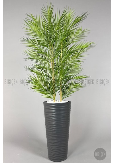 Biçiçek Yapay Areka Palmi̇yesi̇ 150 Cm 33 Yaprak Antresi̇t Kumsal Saksıda