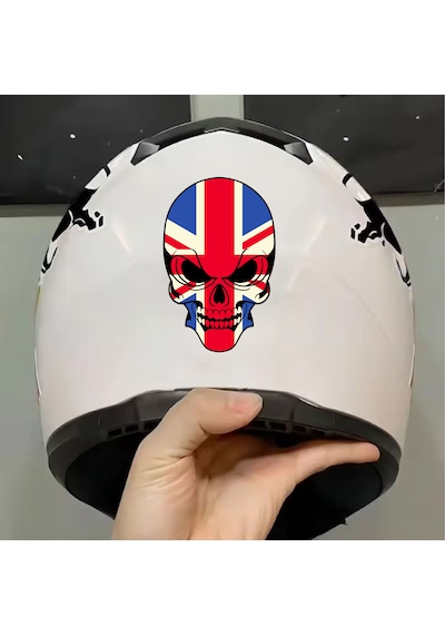 İngiliz Bayraklı Kuruafa Sticker - Araba Oto Motosikletkaravan Sticker - 00111 20x13 Cm