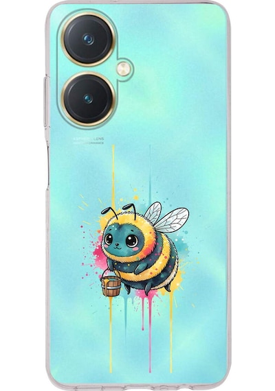 Vivo Y27 İle Uyumlu Splash Arı Tasarımlı Şeffaf Silikon Kılıf Şeffaf