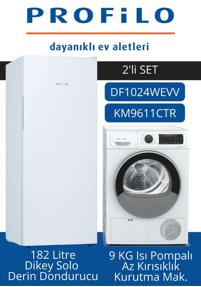 Profilo DF1024WEVV - KM9611CTR 2'li Beyaz Eşya Set