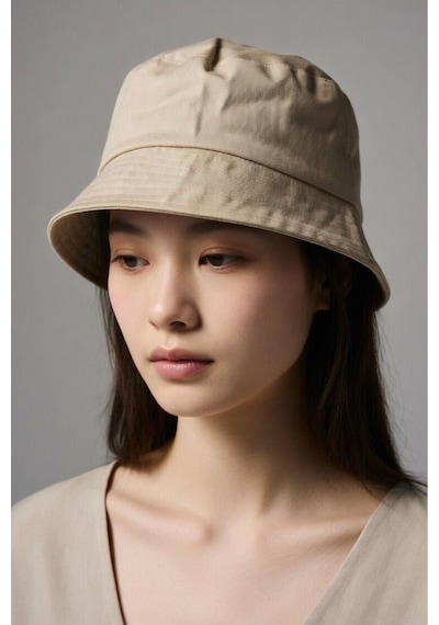 Mollycrush Unisex Bej Bucket Şapka Pamuklu Gabardin Güneş Koruyucu Balıkçı Modeli Bej
