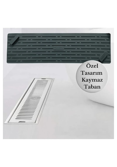 Tineke Siyah Renk Uzun Model Kötü Koku Önleyici Silikon Mat Banyo Mutfak Lavabo Balkon Gider Tıpası Kapağı