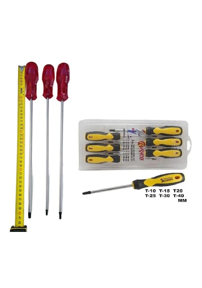 Hakantorna- Rico 6 Parça Torx Tornavida Seti Takımı Uzun Şiş Tornavida T20 T25 T30 300mm
