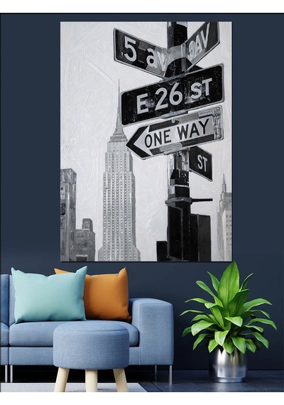 Ahşap Tablo Siyah Beyaz New York