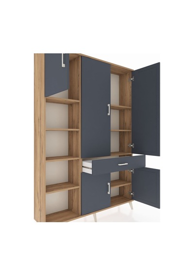 Arges Dolap 8 Raflı Tek Çekmeceli 5 Kapaklı 132x30x195 Çam-antrasit/antrasit Antrasıt/antrasıt Arges Dolap 8 Raflı Tek Çekmeceli 5 Kapaklı 132x30x195 Çam-antrasit/antrasit Antrasıt/antrasıt