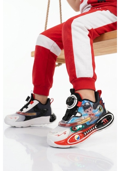 Siyah Geniş Kalıp Işıklı Unisex Çocuk Spor Ayakkabı 400 P