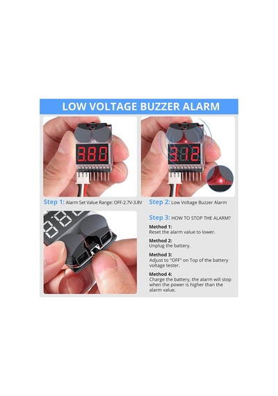 Lipo Alarm Batarya Voltaj Ölçer 1s-8s Düşük Voltaj Uyarı Modülü