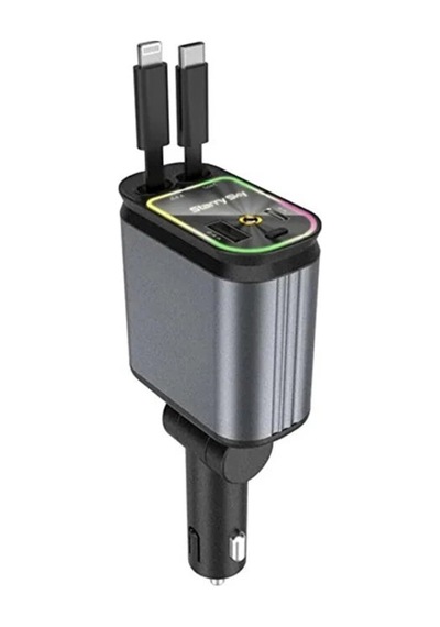 Qc3.0 66w Pd Hızlı Şarjlı Araç Şarj Cihazı Yıldızlı Tavan Ambiyans Işıklı Çoklu Şarj Adaptörü