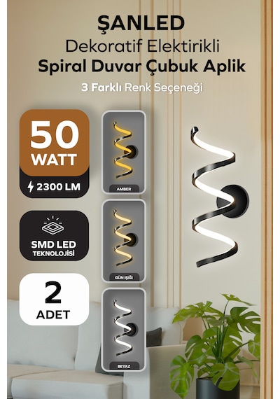 Dekoratif 20w İç Mekan Siyah Kasa 3 Renkli Işık Elektrikli 80 Cm Duvar Aplik 2 Adett