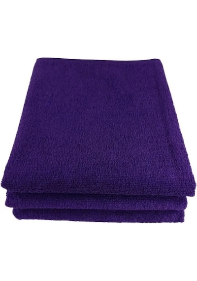 3 Adet Saç Boyası Tutmayan Mikrofiber El Yüz Kuaför Spor Havlusu Mor