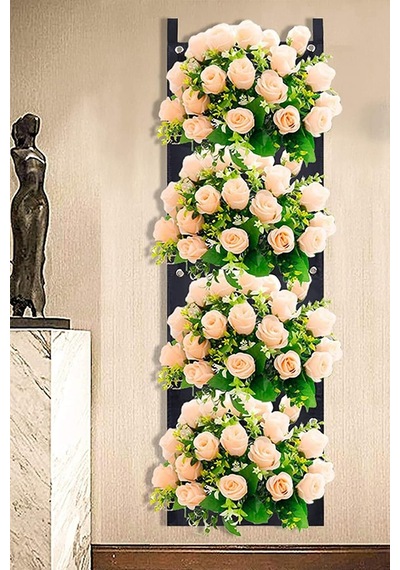 Bundera Blume Çiçeklik Bahçe Balkon Bitki Çiçek Saksı Standı Rafı Keçe Balkon Teras 4 Bölme Asılı Saksı