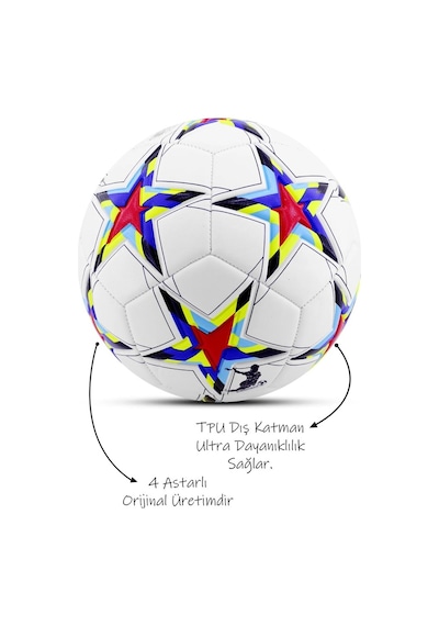 Uefa Şampiyonlar Ligi Futbol Topu 4 Astarlı No:5 480 Gr + Pompa Hediyeli X500 Çok Renkli Uefa Şampiyonlar Ligi Futbol Topu 4 Astarlı No:5 480 Gr + Pompa Hediyeli X500 Çok Renkli