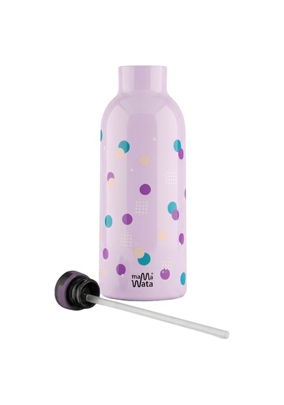 Mamawata Bubbles Pipetli Çocuk Termos Matara 470 Ml Paslanmaz Çelik Sızdırmaz Yalıtımlı Suluk Açık Pembe