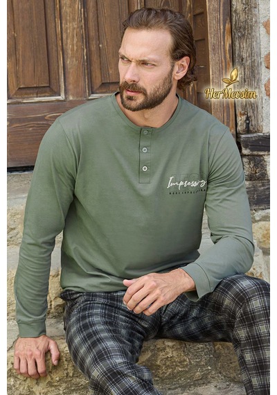 Hermevsim Aydoğan Erkek Pijama Takımı %100 Pamuk Süprem Patlı Yaka Uzun Kol Pastel Yeşil Tuna 3495 Hermevsim Aydoğan Erkek Pijama Takımı %100 Pamuk Süprem Patlı Yaka Uzun Kol Pastel Yeşil Tuna 3495