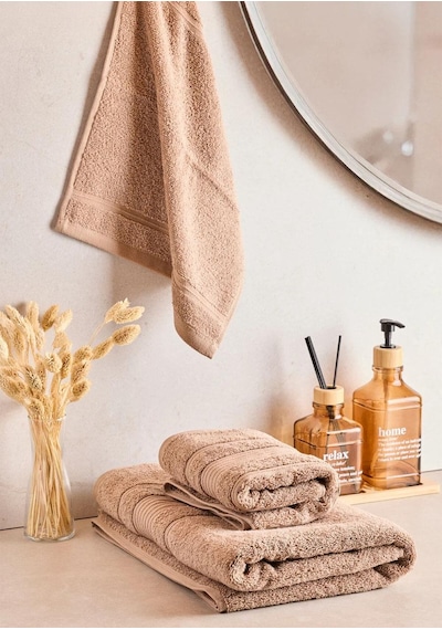Towy Beige 100% Pamuk 3'lü Banyo Havlusu Seti Bej