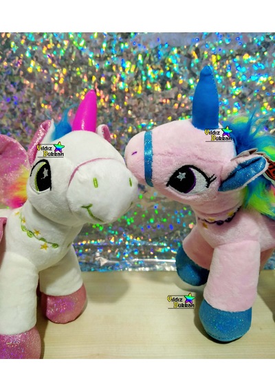 2'li Sevimli Hayvan Peluş Oyuncak At Boynuzlu At Unicorn Pony 25c