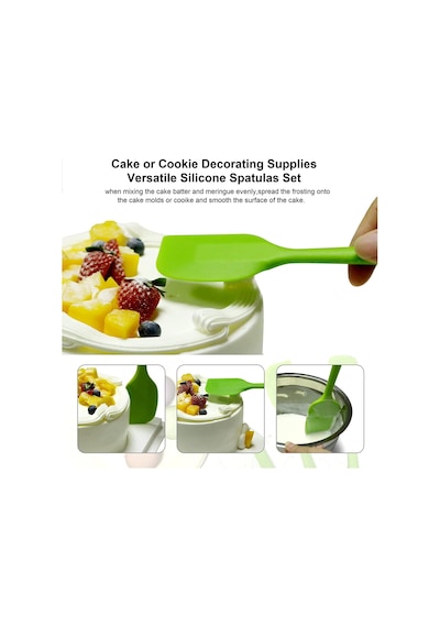 3lü Yeşil Silikon Spatula Seti Isıya Dayanıklı Yanmaz Yapışmaz