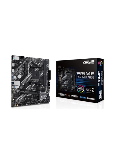 Asus Prıme B550m-k Argb Ddr4 5100mhz 1xhdmı 1xdp 2xm.2 Usb 3.2 Matx Am4 Amd Am4 5000/4000g/3000 Serileri İle Uyumlu