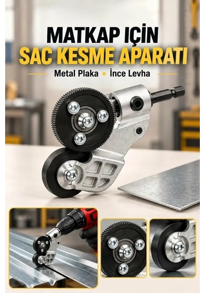 Matkap Ucuna Takılabilen Metal Sac Kesme Aparatı Şarjlı Ve Elektrikli Matkap Uyumlu Pratik Kesim Aleti Lisinya