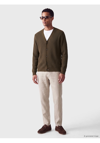 Lcw Vision Haki Regular Fit V Yaka Erkek Triko Hırka
