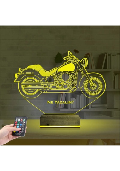 Luvivia Motosiklet Harley Motor Kişiye Özel 3d Lamba - Masa Gece Lambası V1 Şeffaf