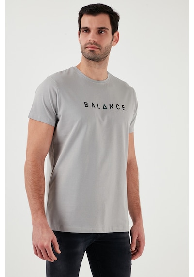 Buratti Pamuklu Slim Fit Bisiklet Yaka Erkek T Shirt 541Balance Açık Gri