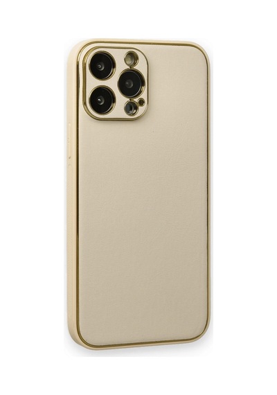 iPhone Uyumlu 13 Pro Kılıf Coco Deri Silikon Kapak - Gold