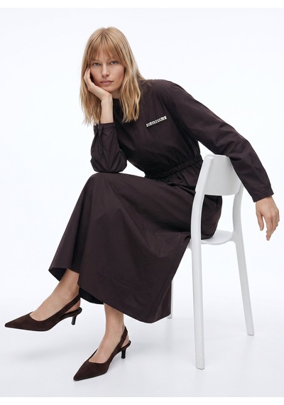 Fabrika Kahverengi Kadın Loose Fit Elbise F6wl-elb0063 Kahve