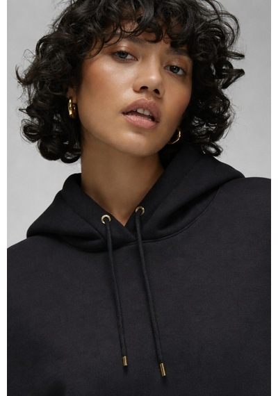 Nike Jordan Flight Fleece Oversize Pullover Hoodie Kadın Oversize Kapüşonlu Sweatshirt Siyah Siyah