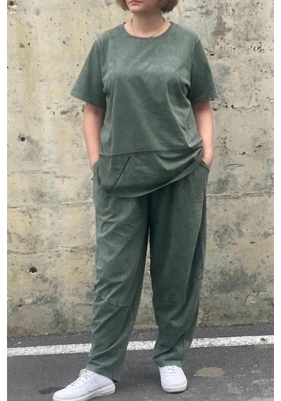 Mia Butik Büyük Beden Selenay Haki Pamuklu Takım Haki