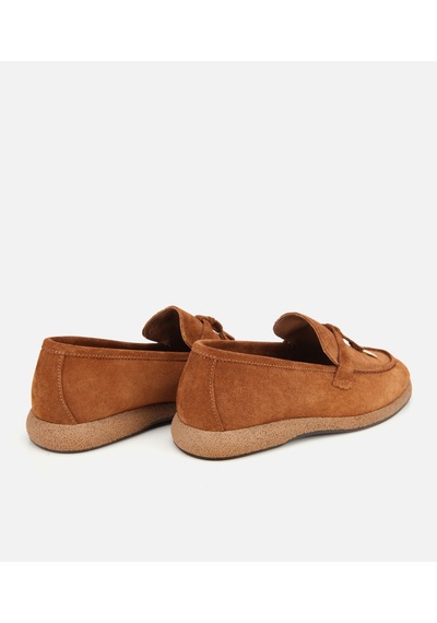 Hotiç Kadın Süet Deri Taba Gold Aksesuarlı Klasik Loafer