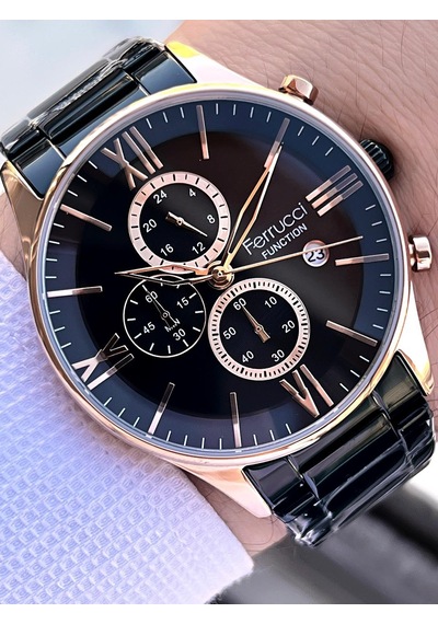 Ferrucci 2 Yıl Garantili Çelik Kordon İç Kadran Özellikleri Aktif 3 Atm Erkek Kol Saati Ef.14079.03 Rose Gold
