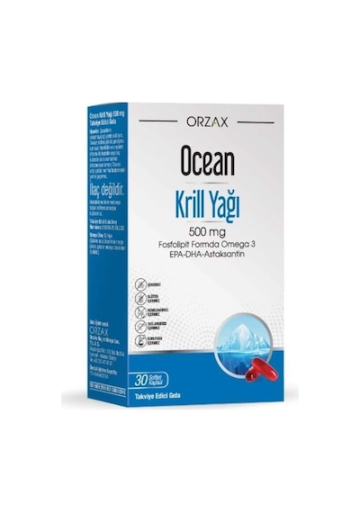 Krill Oil 500 Mg 30 Kapsül Omega 3, Yüksek Dha Ve Epa Içeren Krill Yağı