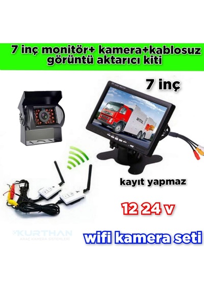 Bus Kamera+7 İnç Monitör+wifi Set 12-24 V Kayıt Yapmaz