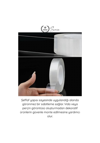 Çifttaraflıbant Şeffaf Çift Taraflı Akrilik Montaj Bandı 18mm X 2 Metre Güçlü Yapışkan İz Bırakmaya Diğer