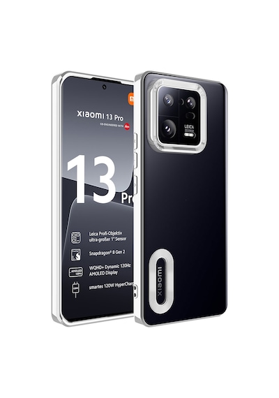 Xiaomi Mi 13 Pro Kılıf Kamera Lens Korumalı Logo Gösteren İnce Hafif Pazarplus Gümüş