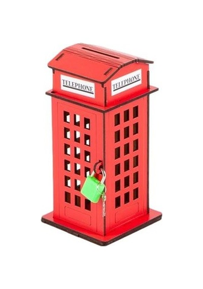 Ahşap Kumbara London Telefon Kulübesi 16 Cm