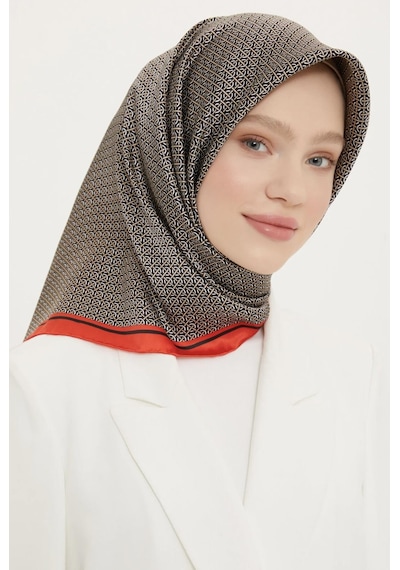 Armine İpek Eşarp Nostalji - 8733-40 Siyah Bordo Twill Siyah Bordo