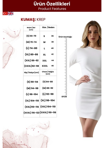 Zedefx Kadın Tek Omuz Bodycon Elbise Beyaz