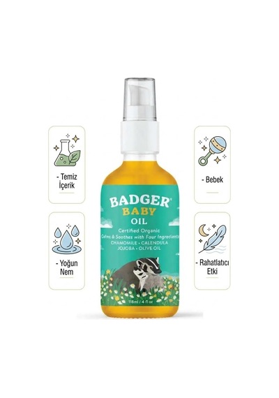 Badger Karın Bölgesi Nemlendirici Krem Ve Organik Bebek Yağı Seti