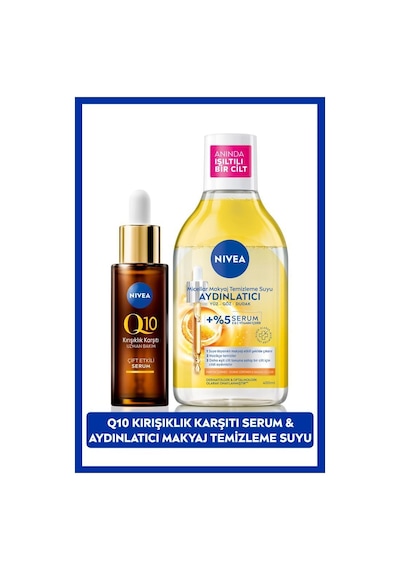 NIVEA Q10   Çift Etkili Cilt Serum 30 ML + Aydınlatıcı Micellar Makyaj Temizleme Suyu 400 ML