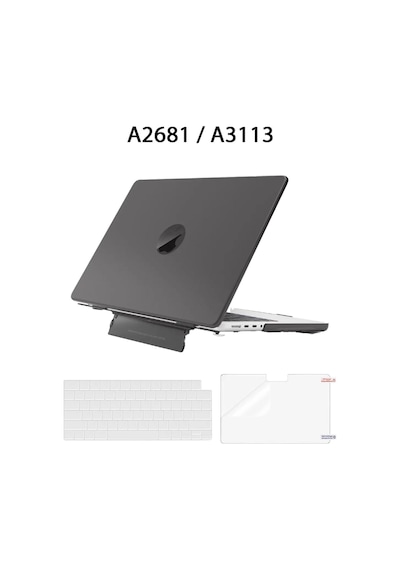 Apple Uyumlu MacBook Air 13.6" M2-m3 Çip 2022/2024 A2681 A3113 Standlı Kılıf Klavye Kılıfı Ekran Koruyucu