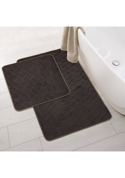 Soft Holly 2'li Banyo Paspası - Antrasit - 60x100 Cm + 50x60 Cm Renkli