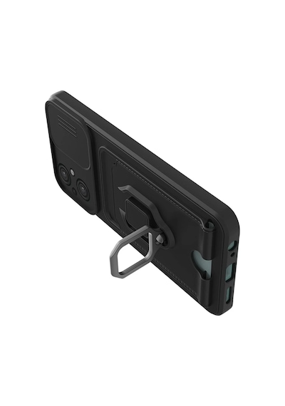 Xiaomi Poco M5 Uyumlu Kılıf Zuma Kartvizitli Yüzüklü Silikon - Siyah
