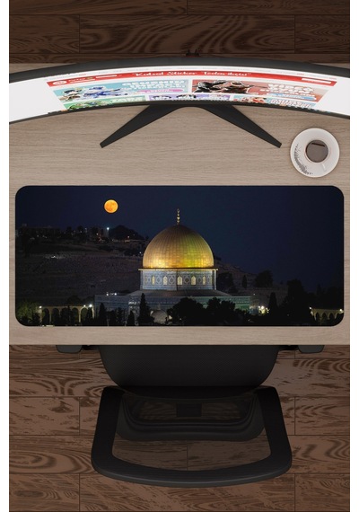 Filistin Kudüs Mescidi Aksa V1 70x30 Xl Gaming Kauçuk Kaymaz Taban Mouse Pad Fare Altlığı