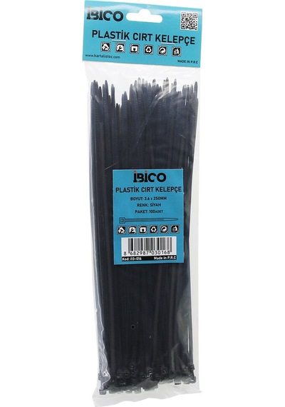 100pcs Siyah 3.6x250mm Plastik Cırt Kelepçe 5250